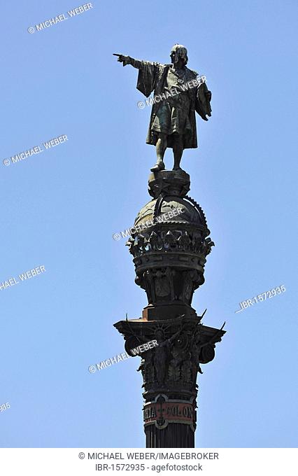Columbus monument, Monumento a Colón, Barcelona, Catalonia, Spain, Europe