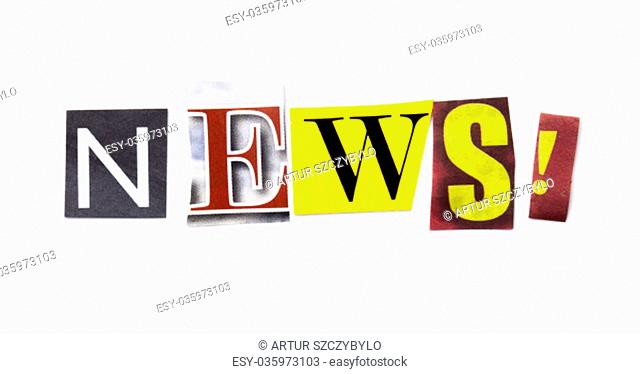 A word writing text showing concept of News made of different magazine newspaper letter for Business case on the white background with space