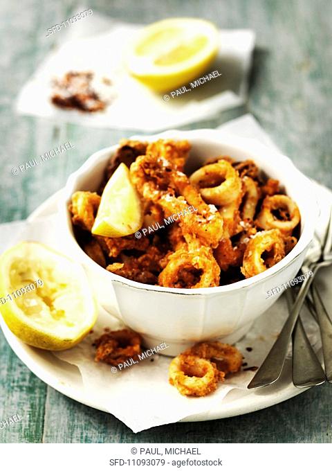 Calamari fritti fried squid rings, Italy