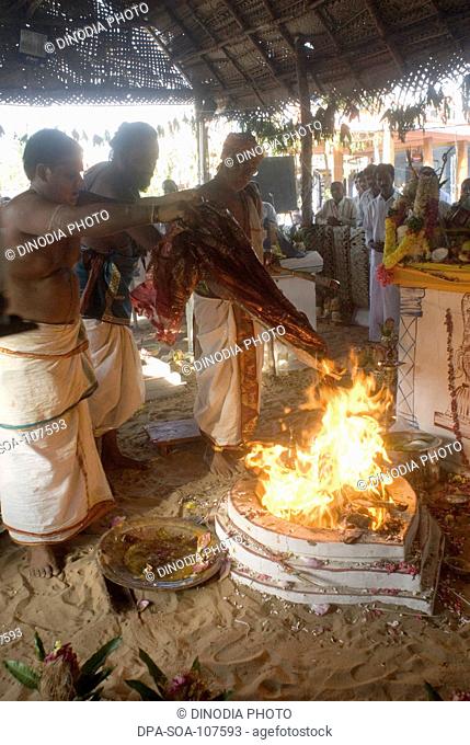 Yagna initiation of Deity in Temple celebration ; Tamil Nadu ; India