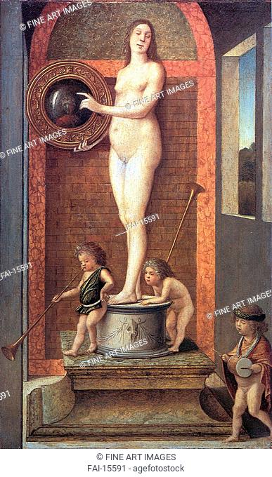 Four Allegories: Vainglory. Bellini, Giovanni (1430-1516). Oil on wood. Renaissance. 1483-1490. Gallerie dell' Accademia, Venice. 34x22. Painting