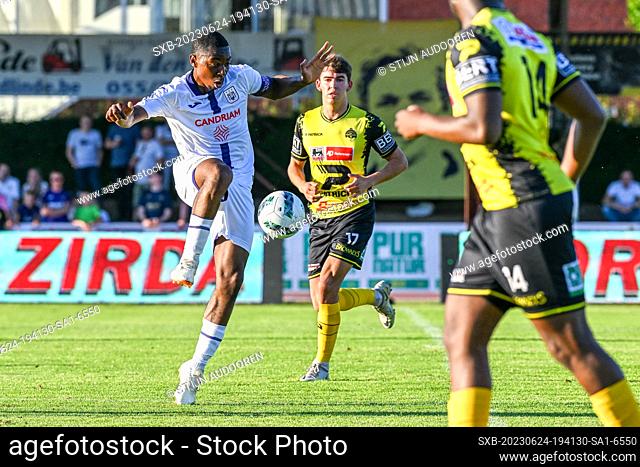 Marco Kana (55) of RSC Anderlecht pictured during a friendly soccer game between KSV Oudenaarde and RSC Anderlecht during the preparations for the 2023-2024...