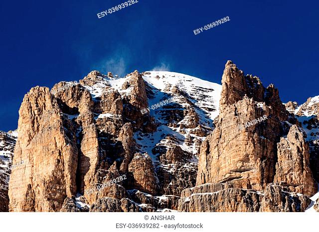 Passo Pordoi Peak near Ski Resort of Canazei, Dolomites Alps, Italy