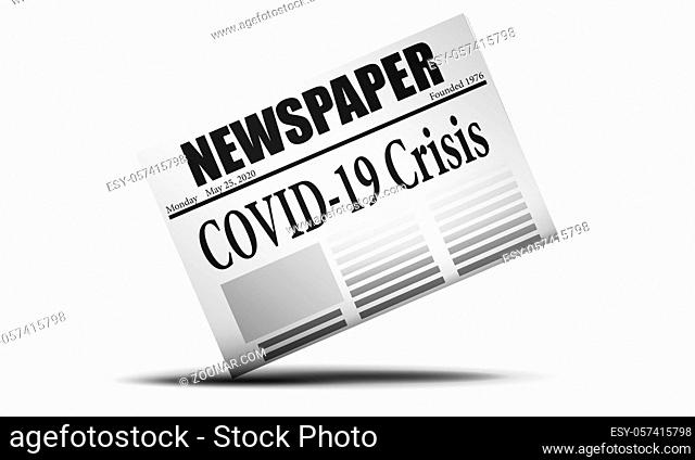 Newspaper issues with Covid-19 crisis news, 3d rendering