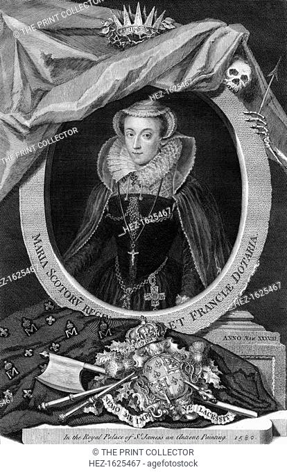 Mary, Queen of Scots, (1735). The Catholic Mary I of Scotland (Mary Stuart, (1542-1587), was executed by order of Elizabeth I