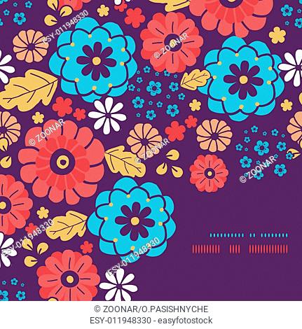 Colorful bouquet flowers frame corner pattern background