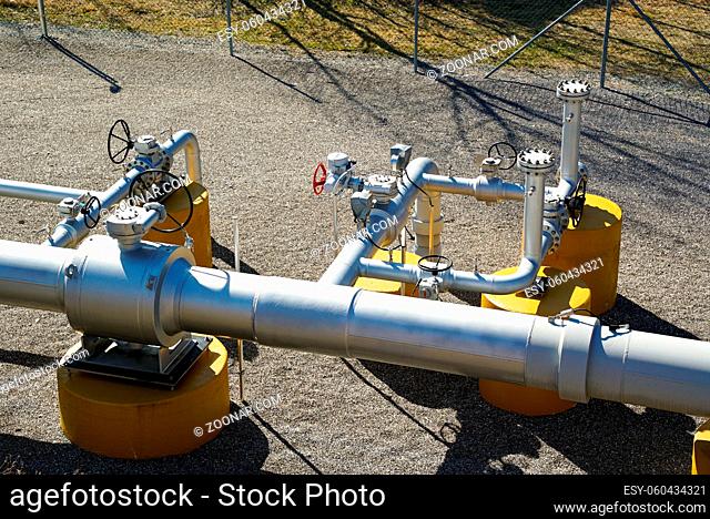 fenced gas pipeline substation used for regulating and delivery of liquid gas for heating