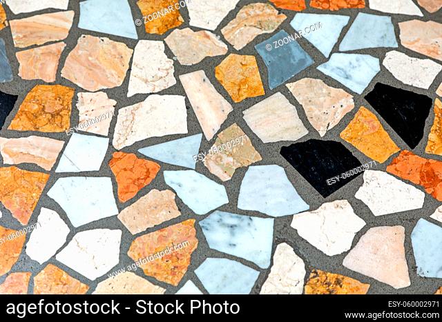 Colourful Broken Marble Pieces Floor Background