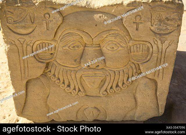Sculpture of God Bes, Temple of Hathor, Temple of Isis, UNESCO World Heritage Site, Philae Island, Aswan, Egypt