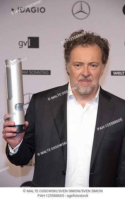 Price winner Christian GERHAHER, Saenger, tenor, category Singer of the Year, presents his award, award ceremony of the Opus Klassik 2019 by the Verein zur...