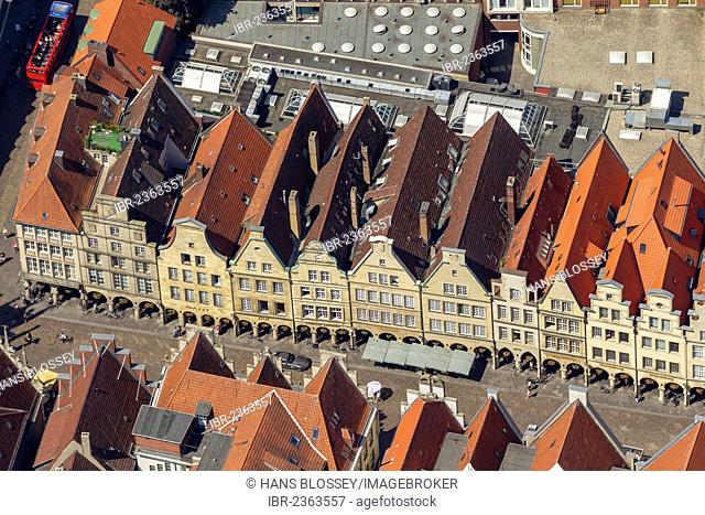 Aerial view, Prinzipalmarkt square, a historic merchant street, Muenster, Muenster region, North Rhine-Westphalia, Germany, Europe