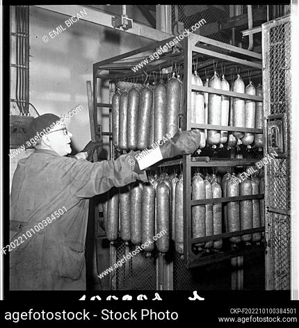 ***FEBRUARY 9, 1965 FILE PHOTO***Production at meat factory Kostelec near Jihlava (South Moravian Meet Industry), Czechoslovakia, February 9, 1965