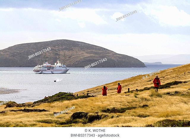 Cruise ship near the coast of West Falkland, Falkland Islands