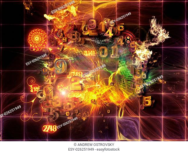 When Numbers Dream series. Graphic composition of fractals, natural forms and conceptual particles for subject of math, design, magic
