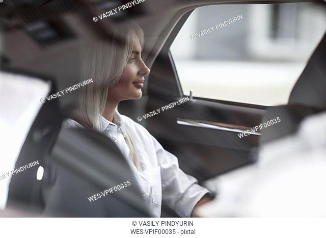 Businesswoman in car