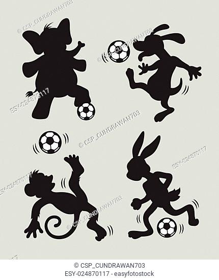 Animal Playing Soccer Silhouettes