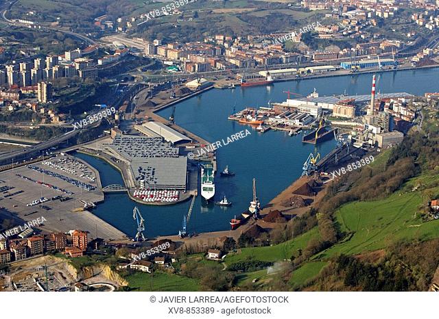 Thermal power plant (right), Port of Pasajes, Gipuzkoa, Basque Country, Spain