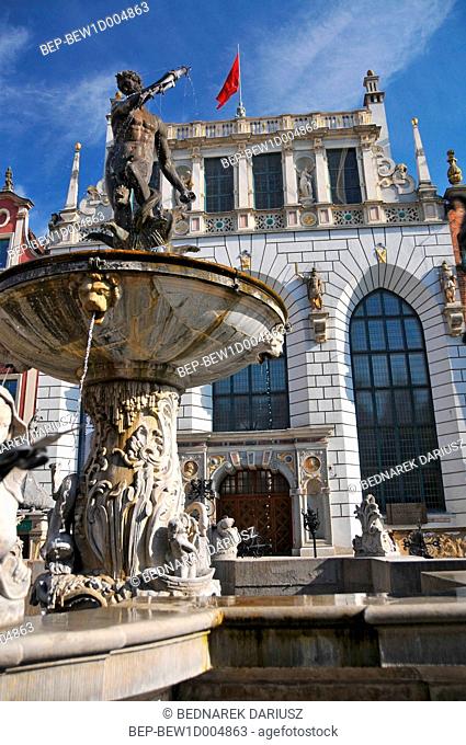 Neptune's fountain in Gdansk, Pomeranian Voivodeship, Poland