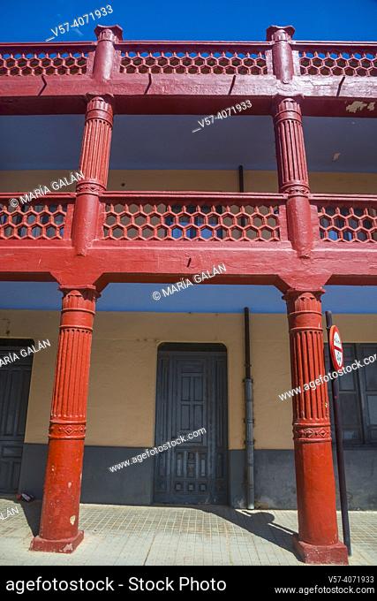 Facade of house. Real street, Berlanga de Duero, Soria province, Castilla Leon, Spain
