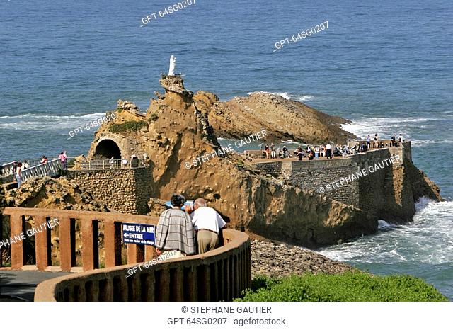 THE ROCK OF THE VIRGIN, BASQUE COUNTRY, BASQUE COAST, BIARRITZ, PYRENEES ATLANTIQUES, 64, FRANCE