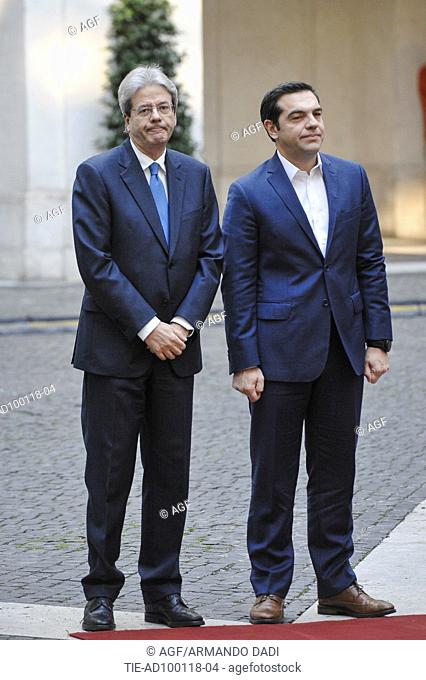 Paolo Gentiloni with Alexis Tsipras during bilateral summit Italy Greece, Roma, Italy 10 Gen 2018