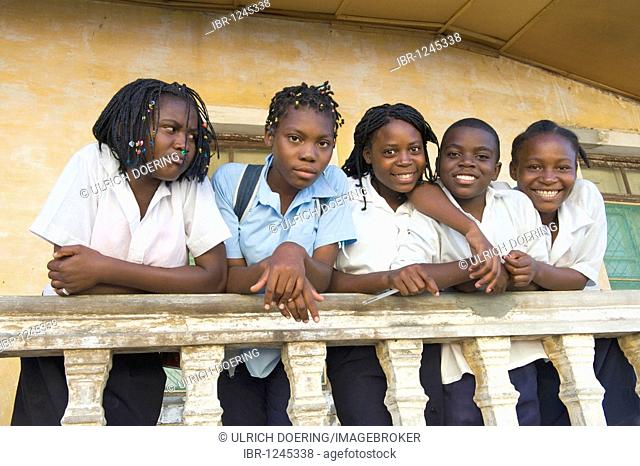 Portrait of five students in Quelimane, Mozambique, Africa