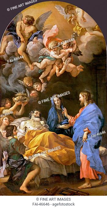Death of Saint Joseph by Maratta, Carlo (1625-1713)/Oil on canvas/Baroque/1676/Italy, Roman School/Art History Museum, Vienne/368x206/Bible/Painting/Der Tod des...