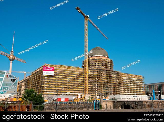 Berlin, Germany - august, 2018: Construction of the Berlin Palace (German: Berliner Schloss or Stadtschloss) a.k.a. City Palace in Berlin, Germany