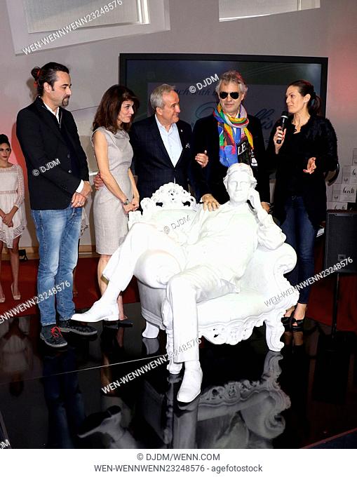 A life-size marble statue of Andrea Bocelli is unveiled at the Keep Memory Alive Las Vegas Event Center Featuring: Gualtiero Vanelli, Camille Ruvo, Larry Ruvo