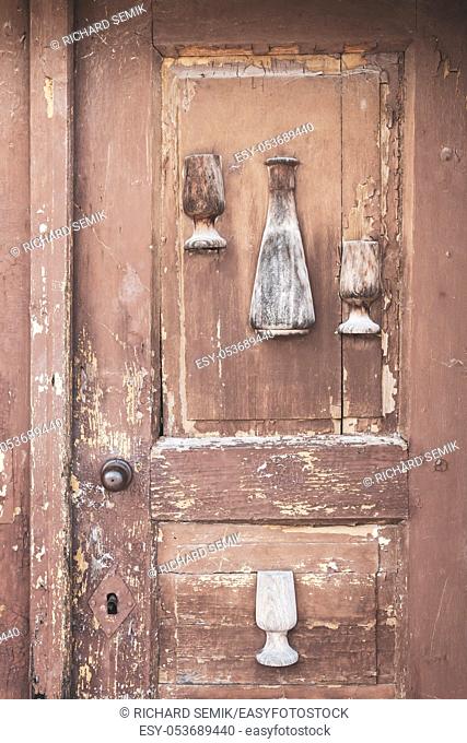 old door, wine cellars, Villanykovesd, Hungary