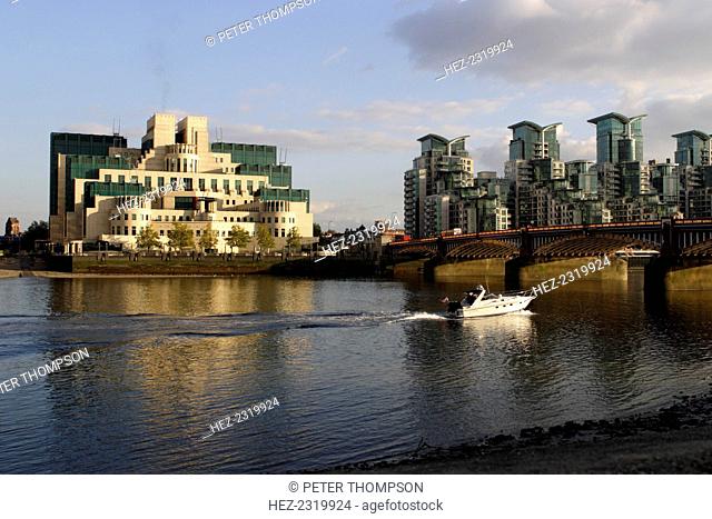 The SIS Building from across the River Thames, London