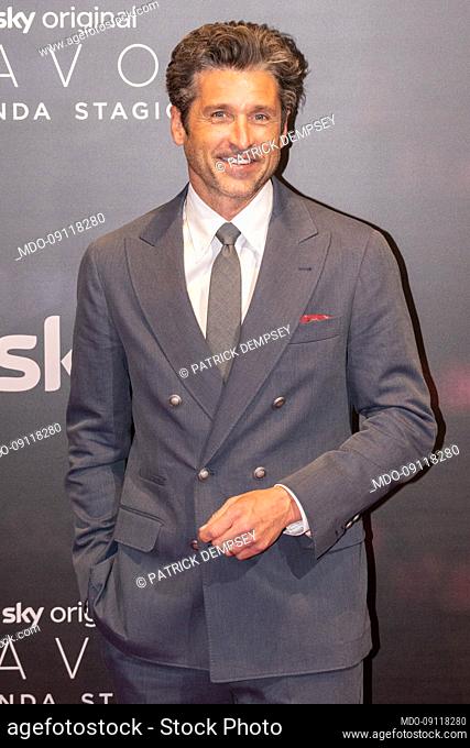 American actor Patrick Dempsey on the red carpet for the premiere of the second season Devils, produced by Sky Original. Milan (Italy), April 7th, 2022