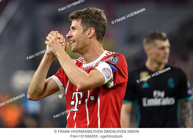 Thomas MUELLER (MULLER, FC Bayern Munich) prays, folds his hands, gesture, action, single picture, cut single motif, half figure, half figure
