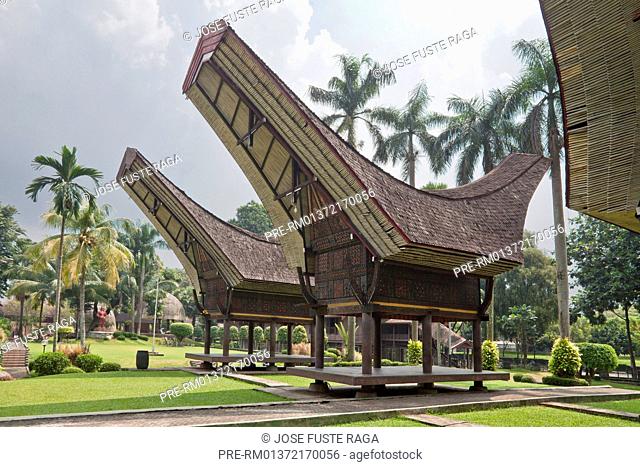 Indonesia, Java, Jakarta, Mini Indonesia Park, Rumah Toraja, North Sulawesi architecture / Nord-Sulawesische Architektur, Rumah Toraja, Mini Indonesia Park