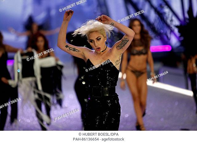 Lady Gaga performs during the 2016 Victoria's Secret Fashion Show at the Grand Palais in Paris, France, 30 November 2016. Editorial use only