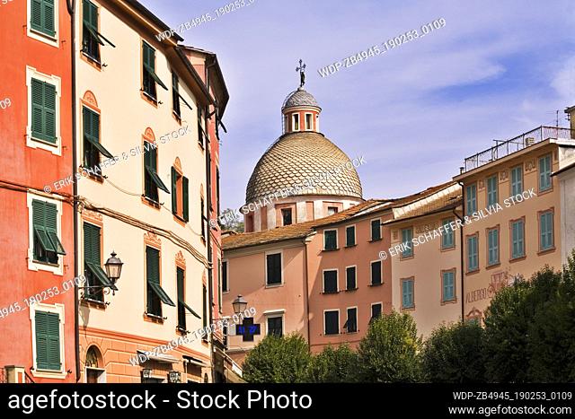 View showing the round architecture and dome of 17th century Church of St. Filippo Neri