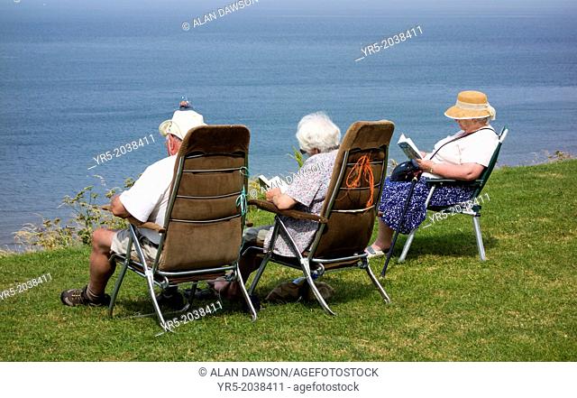People enjoying good weather at Whitby, North Yorkshire, England, United Kingdom