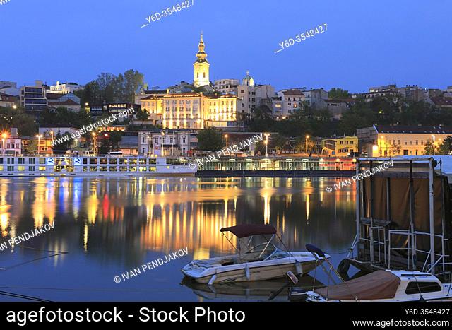 Belgrade at Dusk as Seen from Sava River, Serbia
