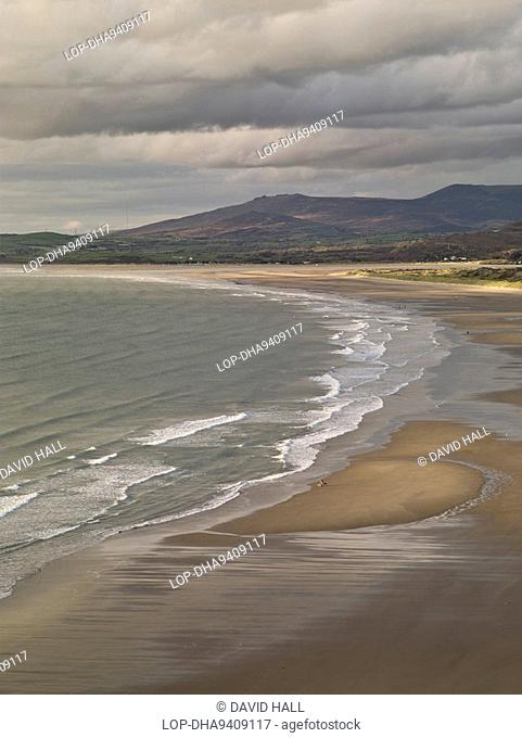 Wales, Gwynedd, Llanfair, View of Harlech Beach from Allt-y-Mor