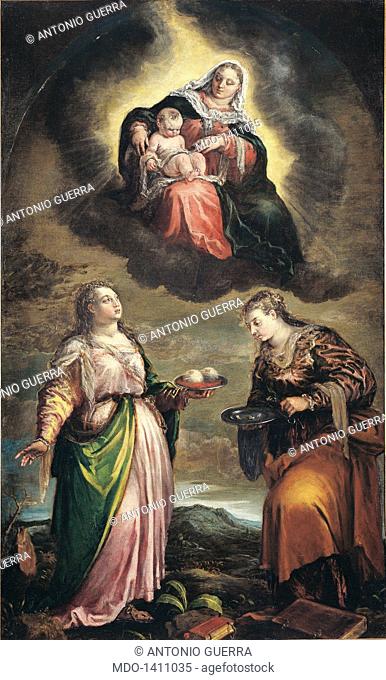 The Virgin in glory with saints Agatha and Apollonia (La Vergine in gloria con le Sante Agata e Apollonia), by Jacopo da Ponte known as Bassano, 1580