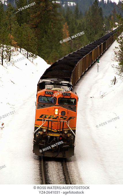 BNSF coal train at Overlook, Spokane, Washington, USA