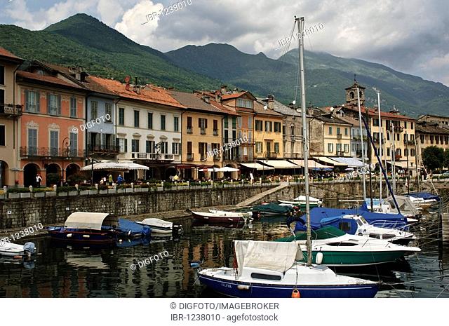 Waterfront front in Cannobio on the Lago Maggiore lake, Piedmont, Italy, Europe