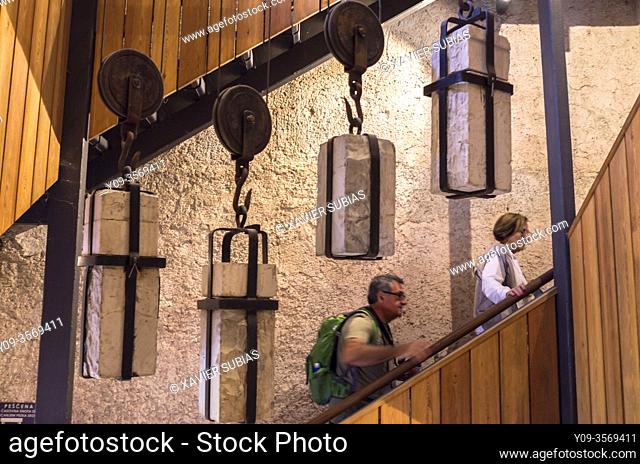 Counterweights clock, Bell tower, Pilgrimage Church of the Assumption of Maria, Bled Island, Lake Bled, Slovenia