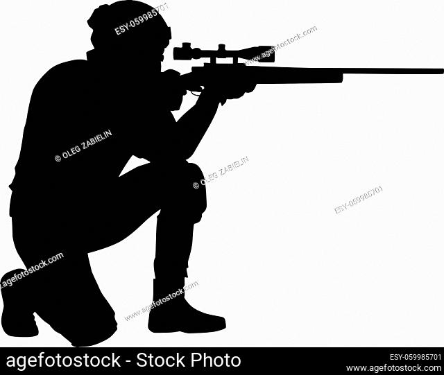 Soldier pointing his gun