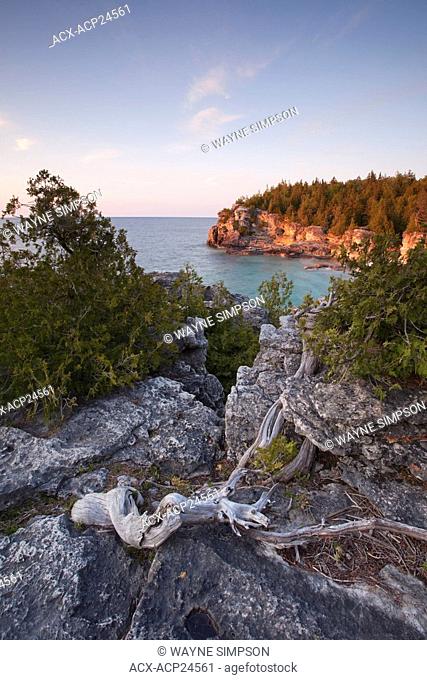 Indian Head Cove at sunset on the Georgian Bay side of the Bruce Peninsula