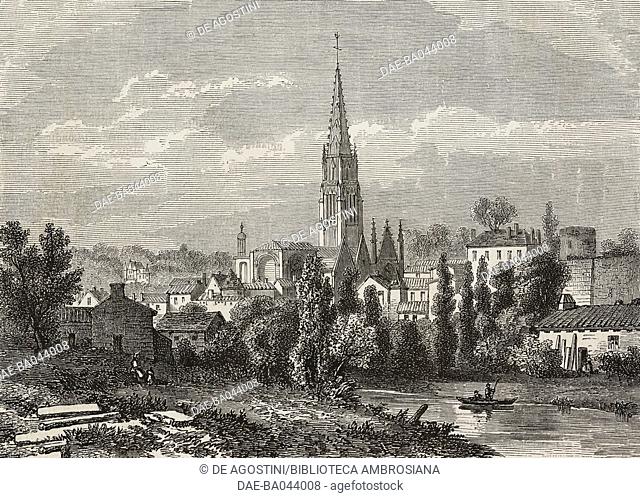 View of Fontenay-le-Comte, France, from a drawing by O de Rochebrune, illustration from L'Illustration, Journal Universel, No 730, Volume XXIX, February 21