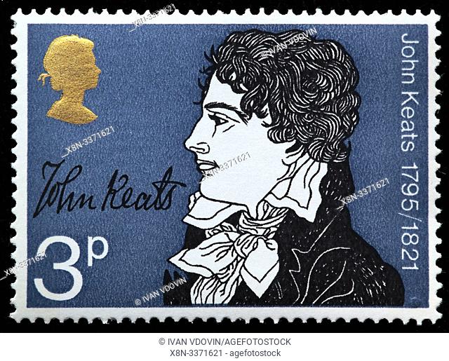 John Keats (1795-1821), English Romantic poet, postage stamp, UK, 1971