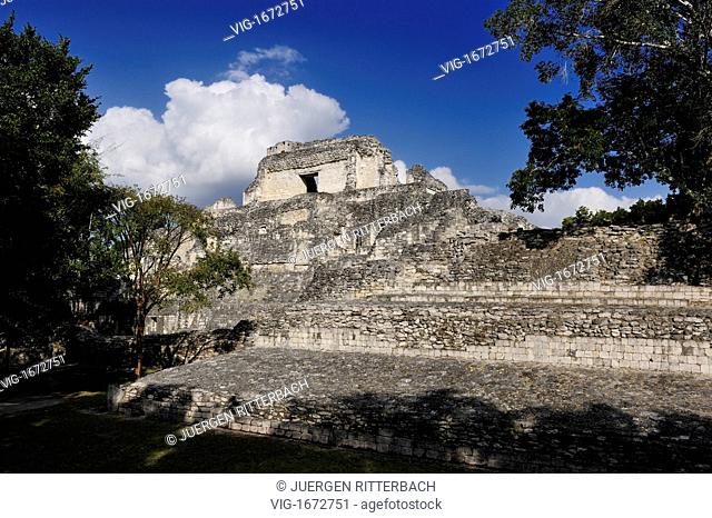 MEXICO, XPUJIL, 23.03.2009, Estructura X, pyramid in Maya archaeological site Becan, Mexico, Latin America, America - XPUJIL, CAMPECHE, MEXICO, 23/03/2009