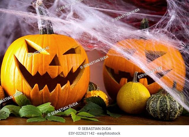 Spider web, Halloween pumpkin Jack