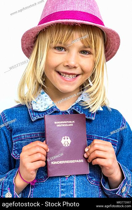 Girl with child pass, Kiel, Schleswig-Holstein, Germany, Europe
